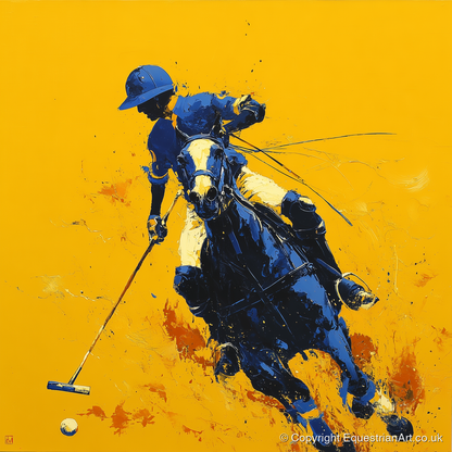 Indigo Chukka Strike - polo horse art print and canvas by Lachlan St. Clair A.I