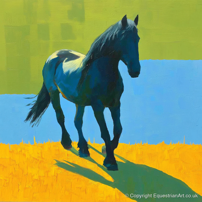 Indigo Cob in Summer Light - horse breed art print and canvas by Daphne Morley A.I