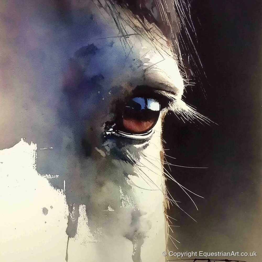 Indigo Gaze - horse portrait art print and canvas by Eleanor Brooks A.I