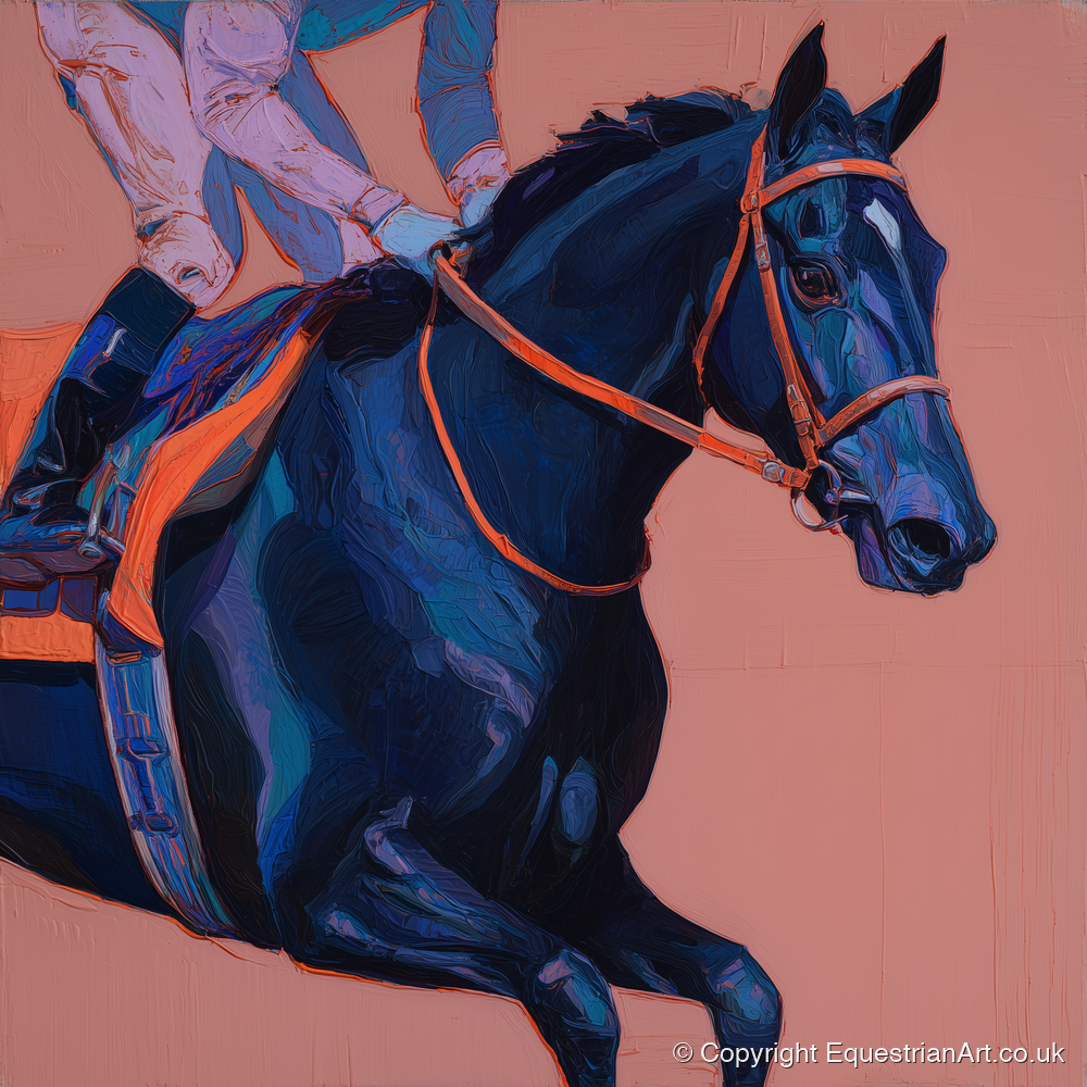 Indigo Rush - racing horse art print and canvas by Evander Winslow A.I