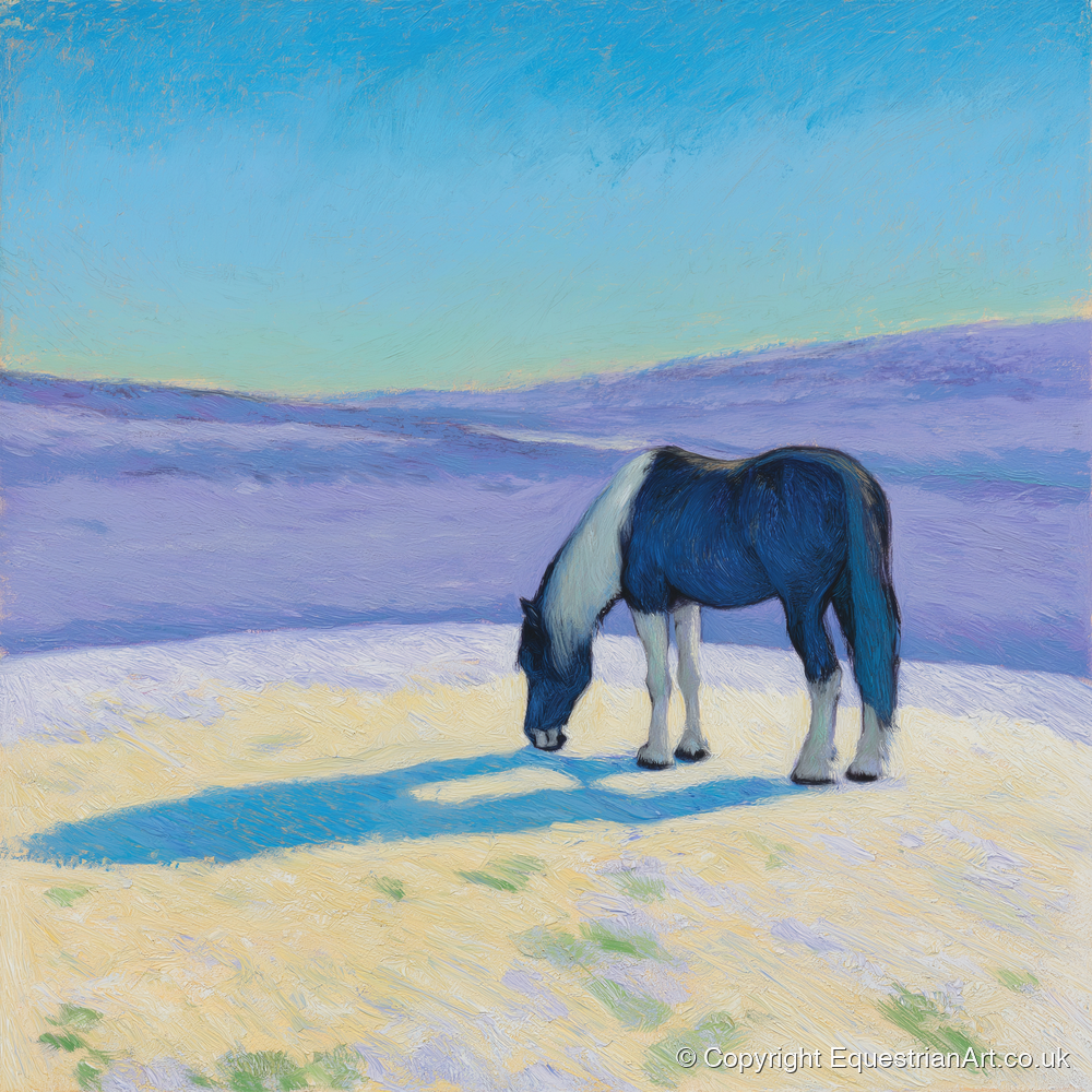 Indigo Shadow Grazing - working horse art print and canvas by Imogen Spencer A.I