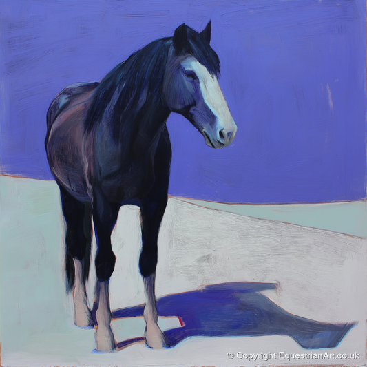 Indigo Solitude - horse portrait art print and canvas by Marcus Vane A.I