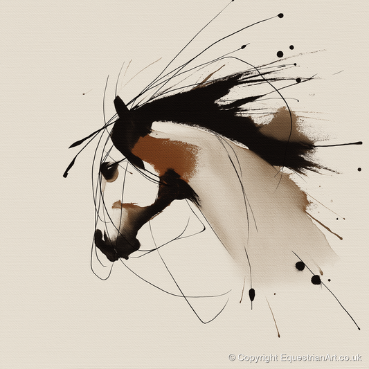 Ink Wash Equine Profile - horse portrait art print and canvas by Julian Vance A.I