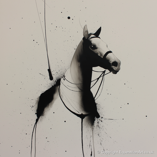 Inked Polo Silhouette - polo horse art print and canvas by Alexander Blackwood A.I