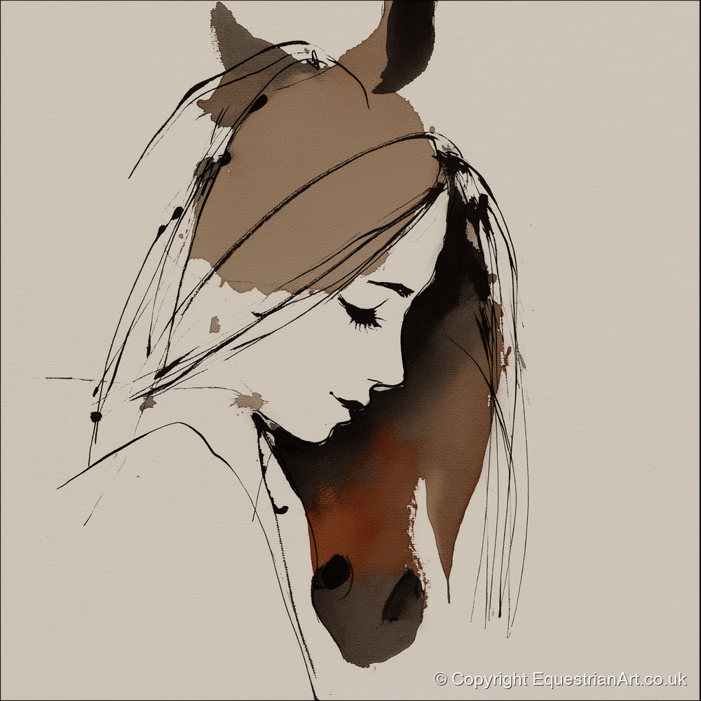 Intertwined Spirits - horse & rider art print and canvas by Julian Vance A.I