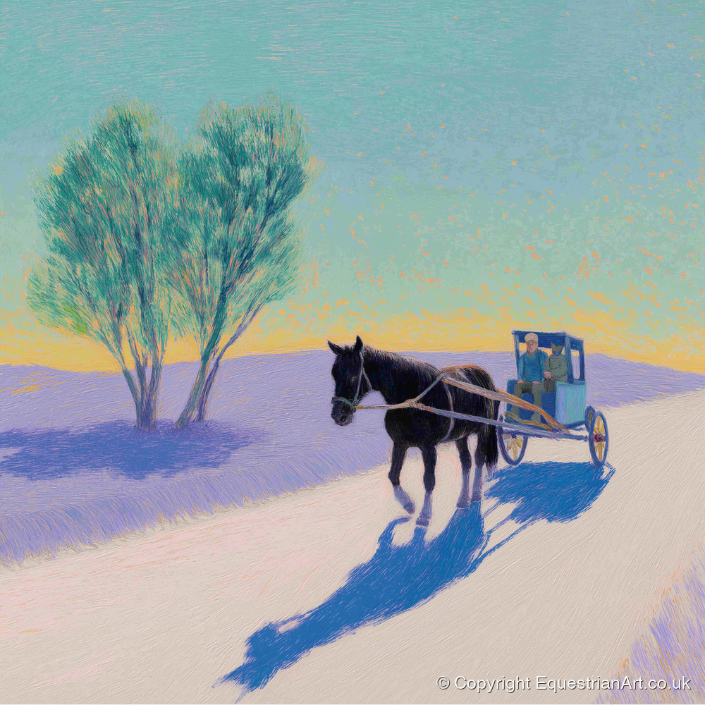 Journey in Lavender Light - working horse art print and canvas by Imogen Spencer A.I