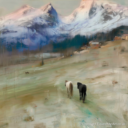 Journey to the Foothills - horse landscape art print and canvas by Nathaniel Reed A.I