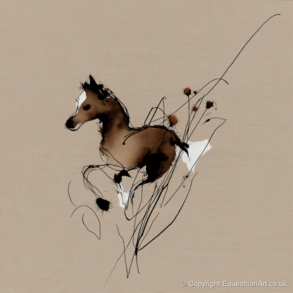 Joyful Bound - horse portrait art print and canvas by Julian Vance A.I