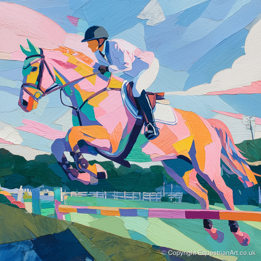 Kaleidoscope Leap - show jumping horse art print and canvas by Sylvia Carmichael A.I