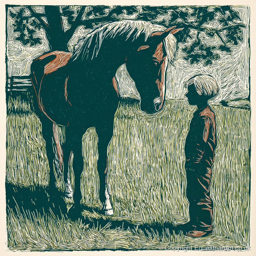 Kindred Spirits - horse & rider art print and canvas by Hector Sullivan A.I