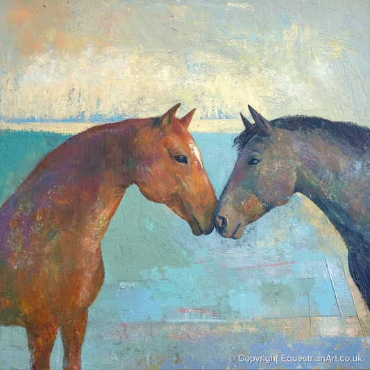Kindred Spirits - horse portrait art print and canvas by Benedict Croft A.I