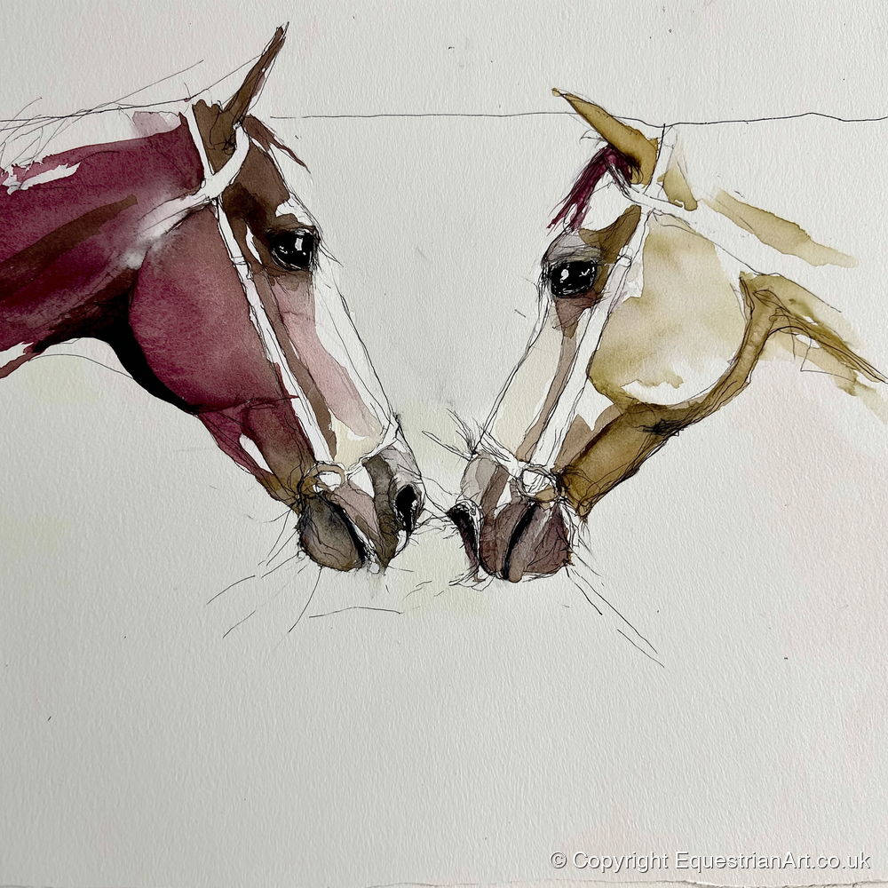 Kindred Spirits - horse portrait art print and canvas by Edward Harrington A.I
