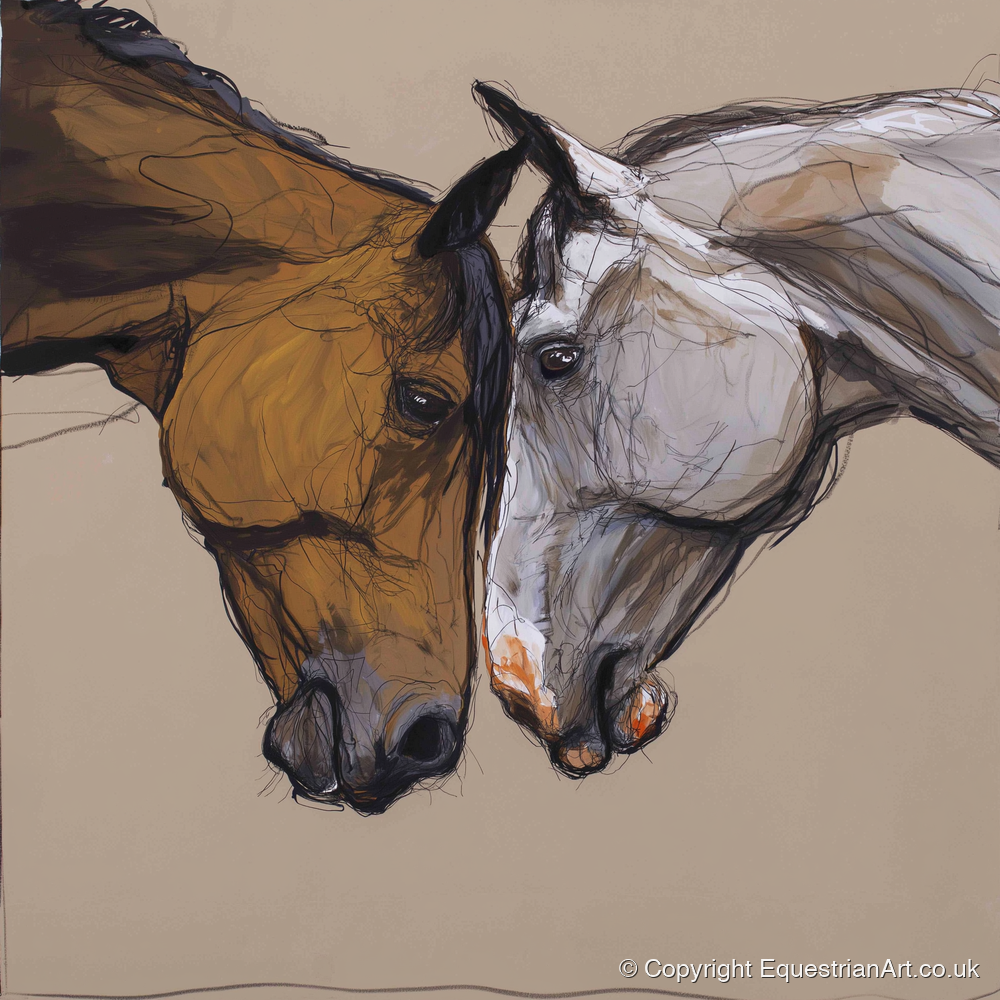 Kindred Spirits - horse portrait art print and canvas by Jasper Montgomery A.I