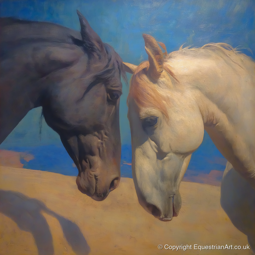 Kindred Spirits - horse portrait art print and canvas by Alistair Rhodes A.I