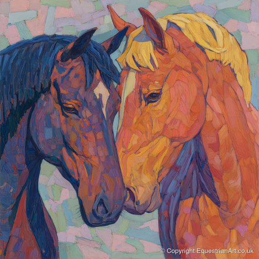 Kindred Spirits - horse portrait art print and canvas by Celia Harding A.I
