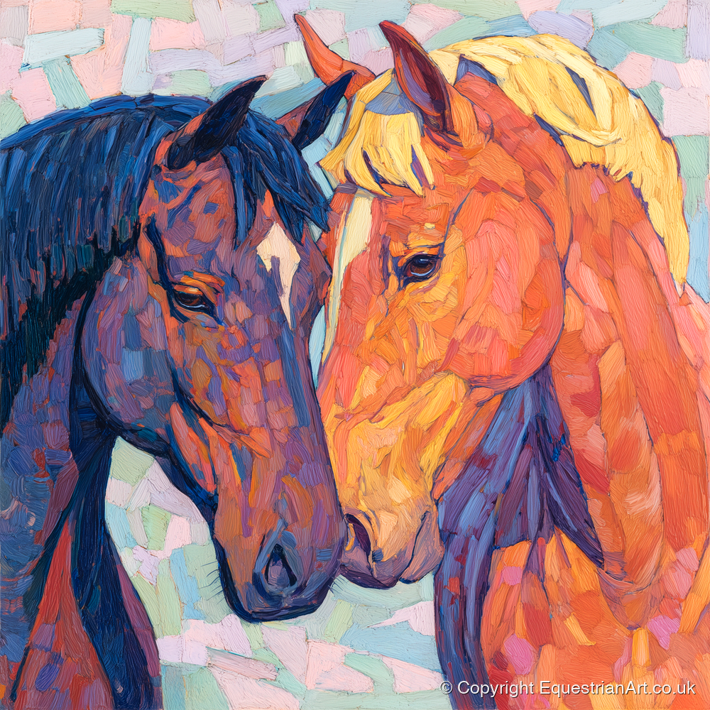 Kindred Spirits - horse portrait art print and canvas by Celia Harding A.I