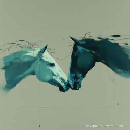 Kindred Spirits - horse portrait art print and canvas by Callum Ross A.I