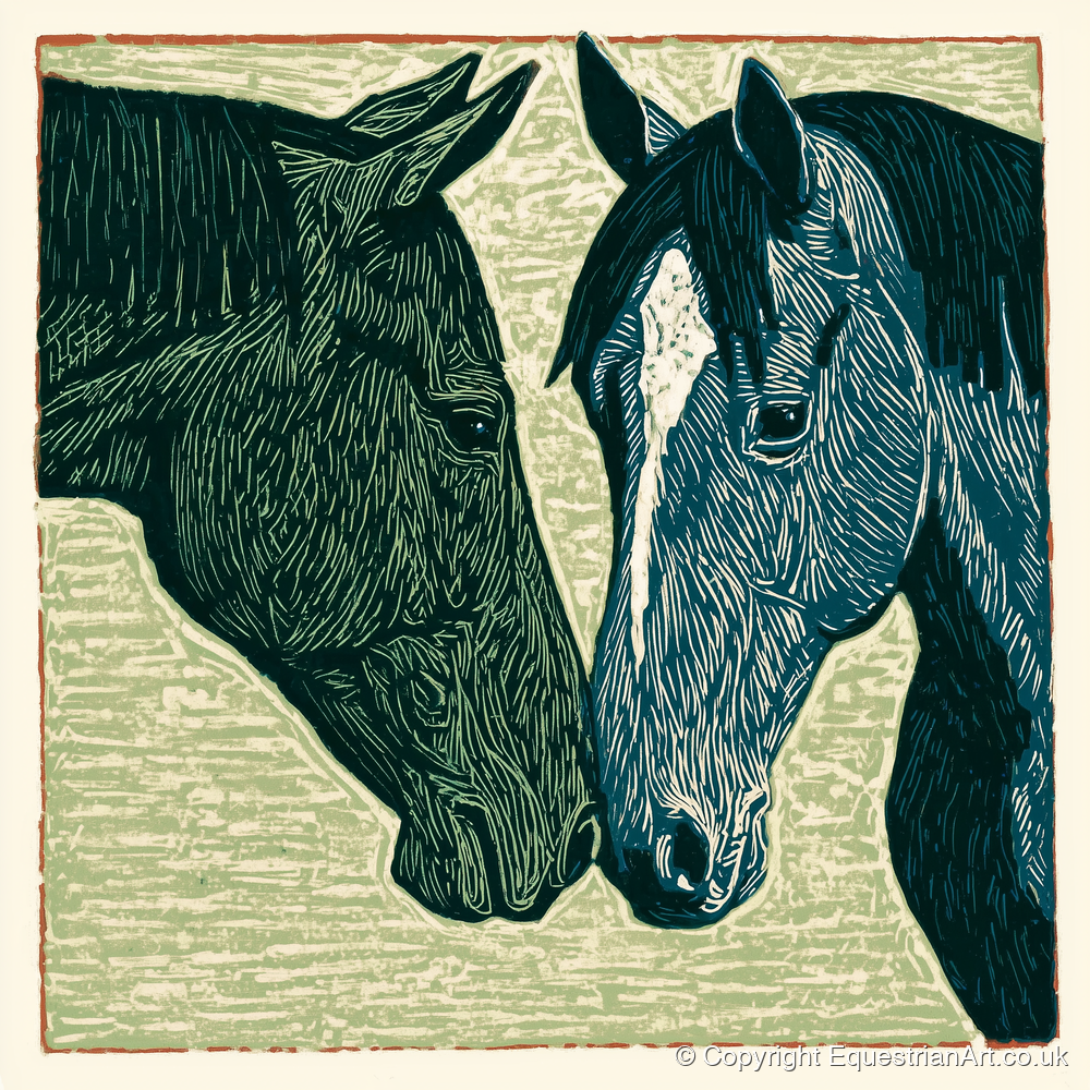 Kindred Spirits - horse portrait art print and canvas by Hector Sullivan A.I
