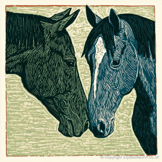Kindred Spirits - horse portrait art print and canvas by Hector Sullivan A.I