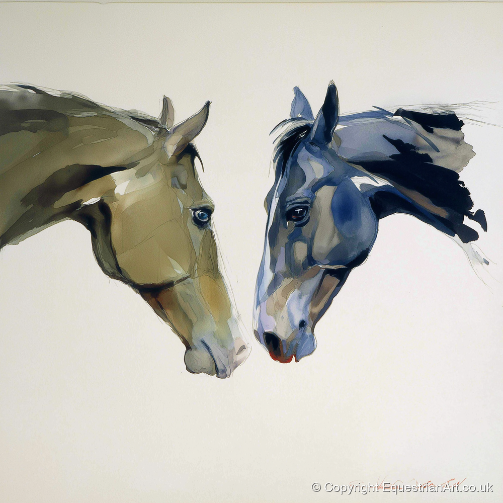 Kindred Spirits - horse portrait art print and canvas by Beatrice Langley A.I