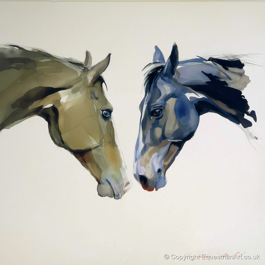 Kindred Spirits - horse portrait art print and canvas by Beatrice Langley A.I