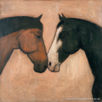 Kindred Spirits - horse portrait art print and canvas by Arabella Knight A.I