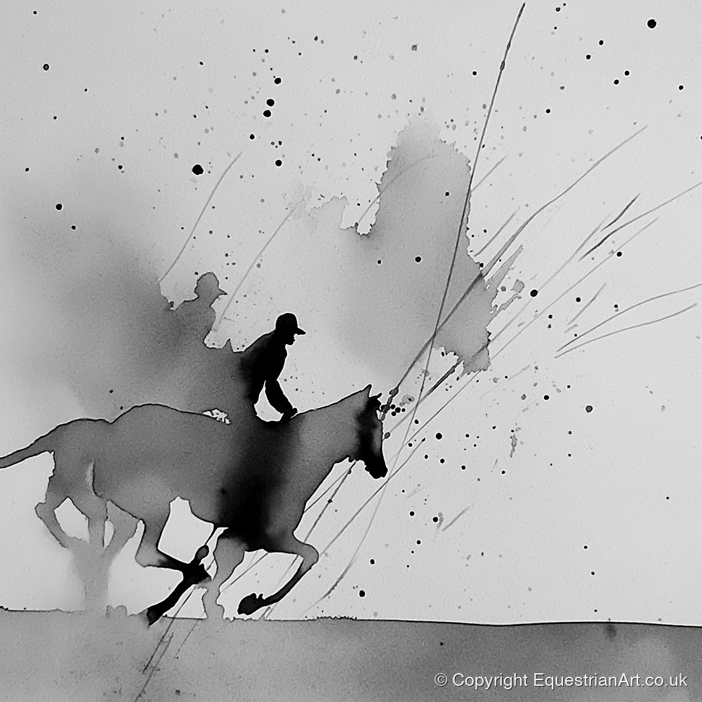 Kinetic Flight - show jumping horse art print and canvas by Adrian Frost A.I