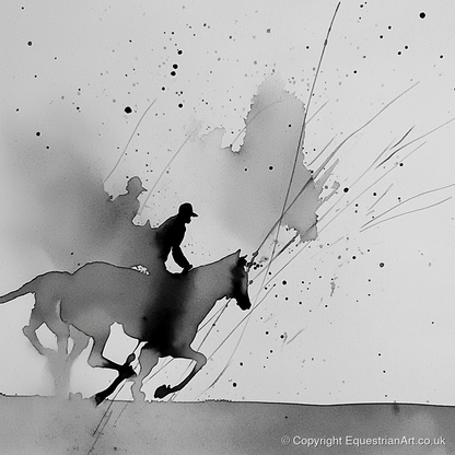 Kinetic Flight - show jumping horse art print and canvas by Adrian Frost A.I