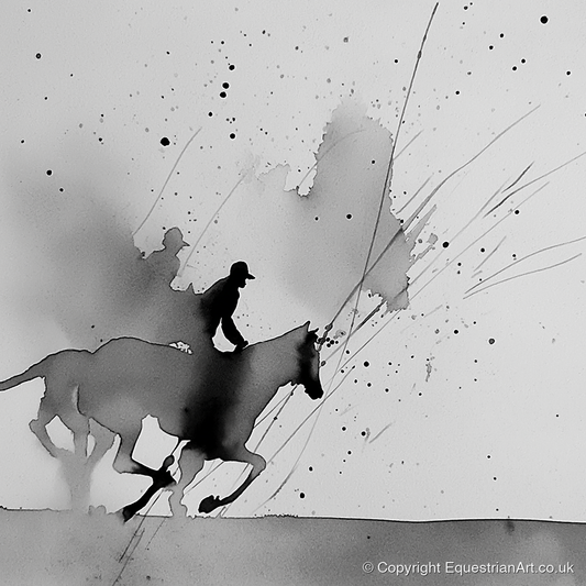 Kinetic Flight - show jumping horse art print and canvas by Adrian Frost A.I