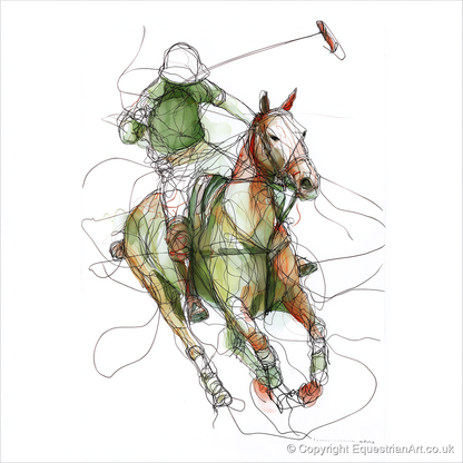 Kinetic Polo Strike - polo horse art print and canvas by Gareth Holden A.I
