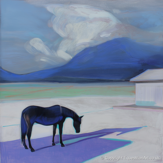 Lavender Shadows - horse landscape art print and canvas by Marcus Vane A.I