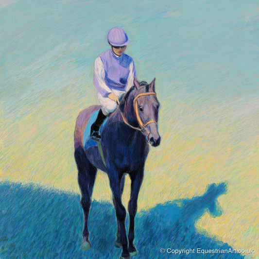 Lavender Silks - racing horse art print and canvas by Imogen Spencer A.I