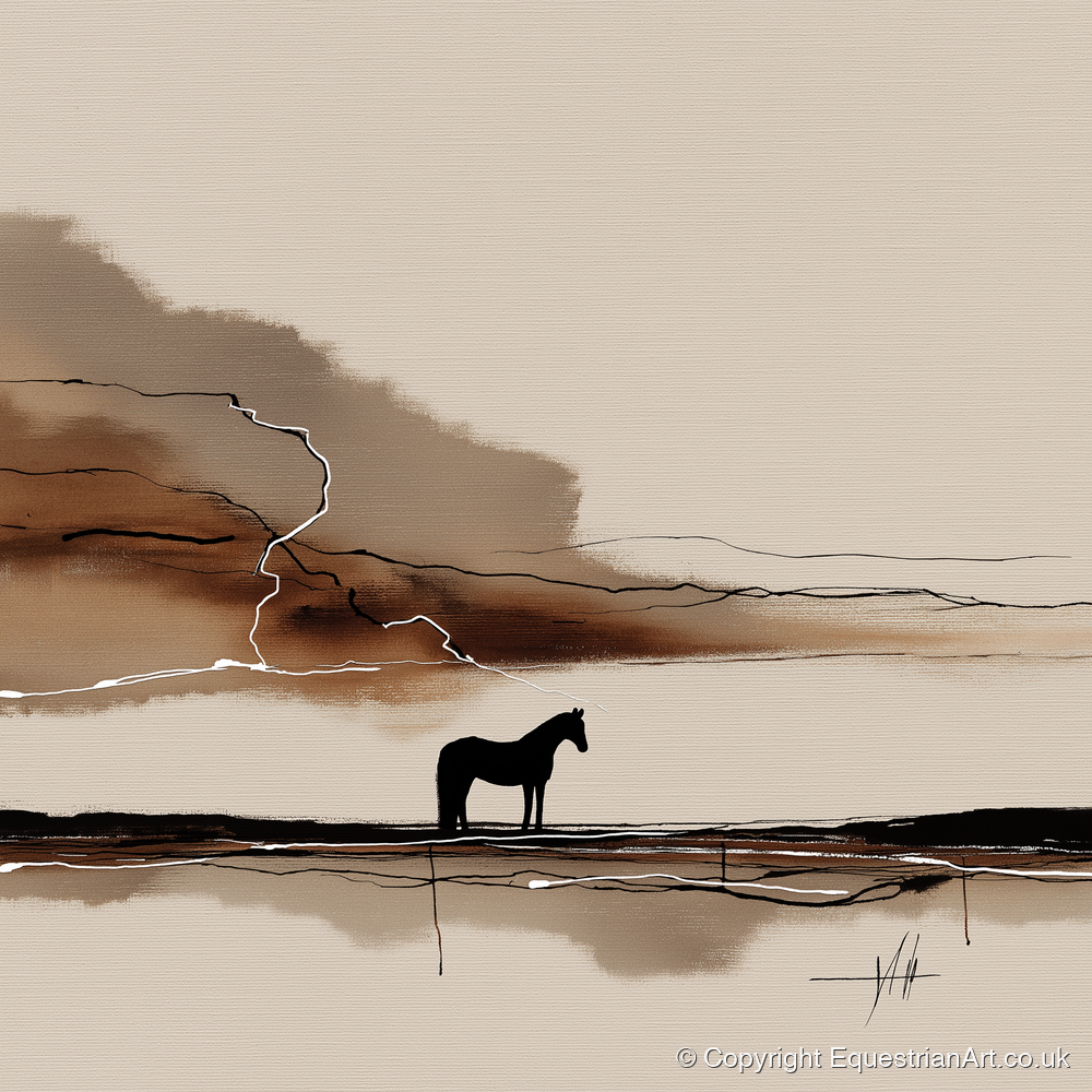 Lightning on the Horizon - horse landscape art print and canvas by Julian Vance A.I