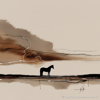 Lightning on the Horizon - horse landscape art print and canvas by Julian Vance A.I
