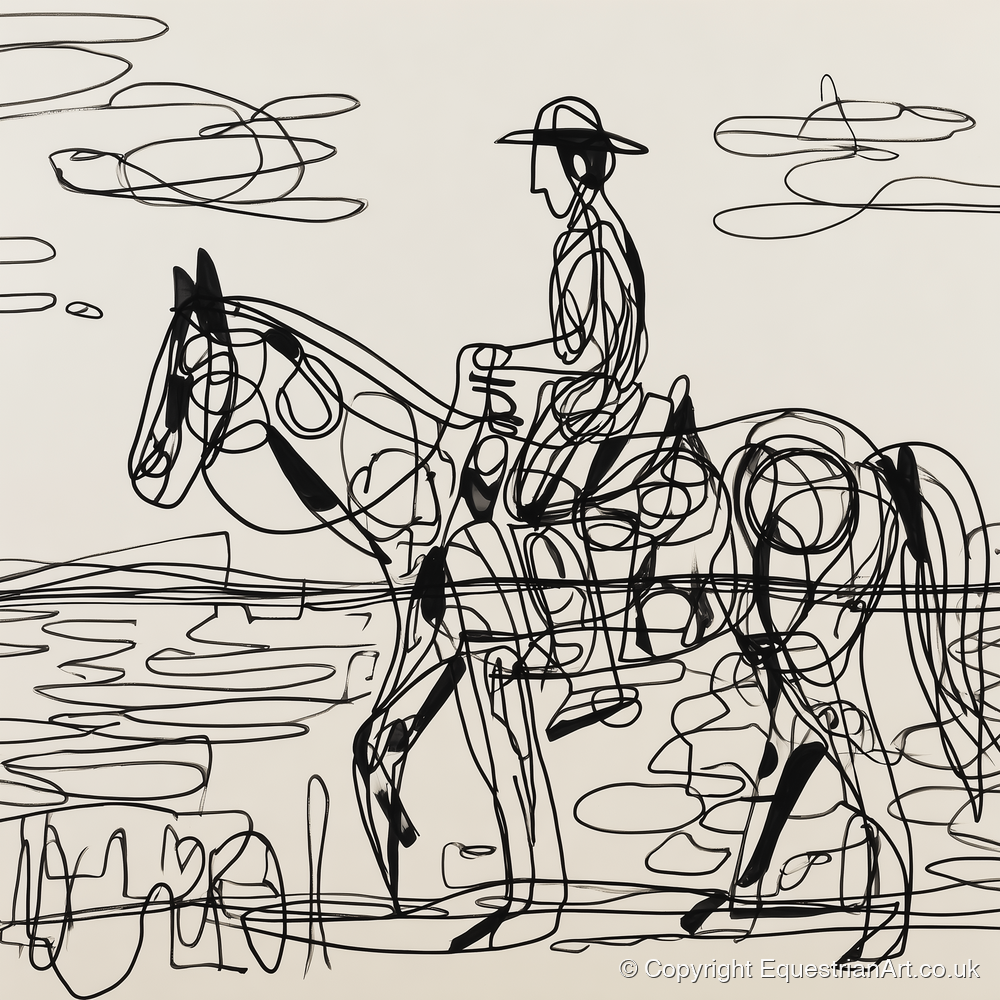 Linear Beach Ride - beach horse art print and canvas by Conrad Gallagher A.I