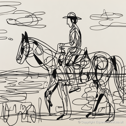 Linear Beach Ride - beach horse art print and canvas by Conrad Gallagher A.I