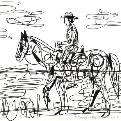 Linear Beach Ride - beach horse art print and canvas by Conrad Gallagher A.I