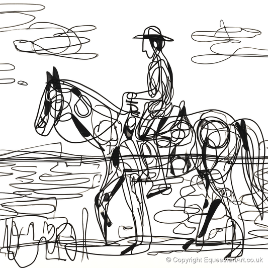 Linear Beach Ride - beach horse art print and canvas by Conrad Gallagher A.I