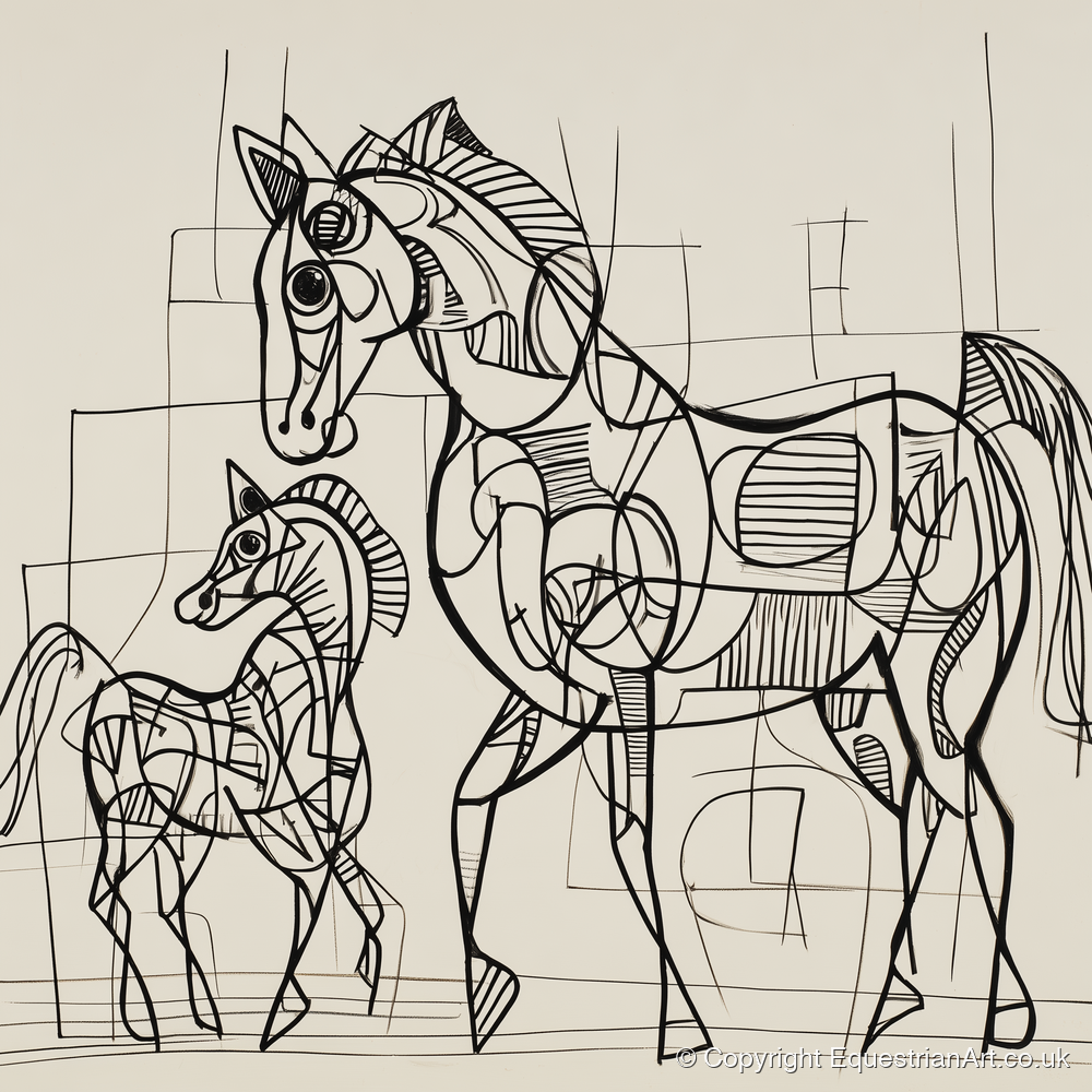 Linear Connection - mare & foal art print and canvas by Conrad Gallagher A.I