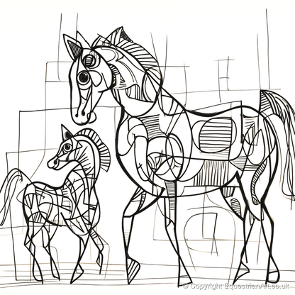 Linear Connection - mare & foal art print and canvas by Conrad Gallagher A.I