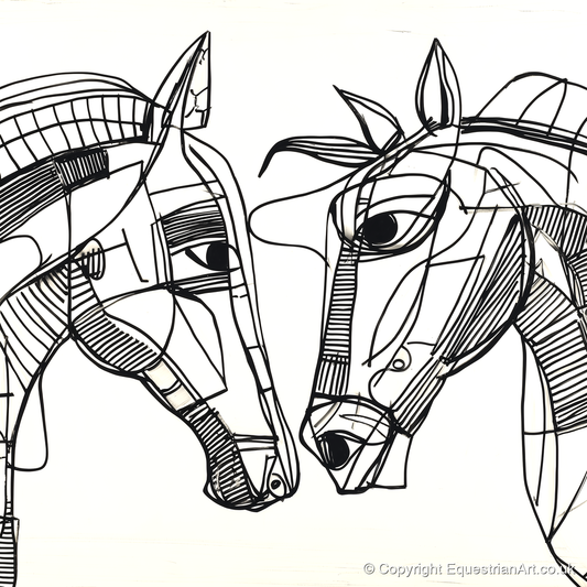 Linear Equine Connection - horse portrait art print and canvas by Conrad Gallagher A.I