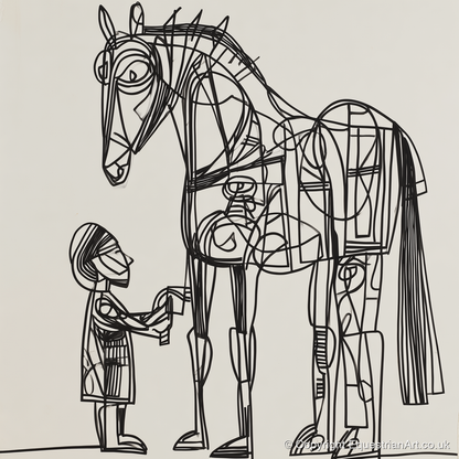Linear Harmony - horse & rider art print and canvas by Conrad Gallagher A.I