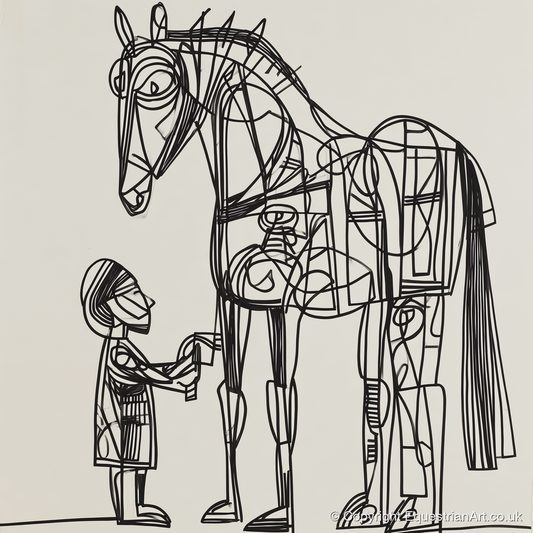 Linear Harmony - horse & rider art print and canvas by Conrad Gallagher A.I
