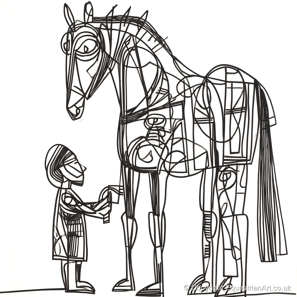 Linear Harmony - horse & rider art print and canvas by Conrad Gallagher A.I