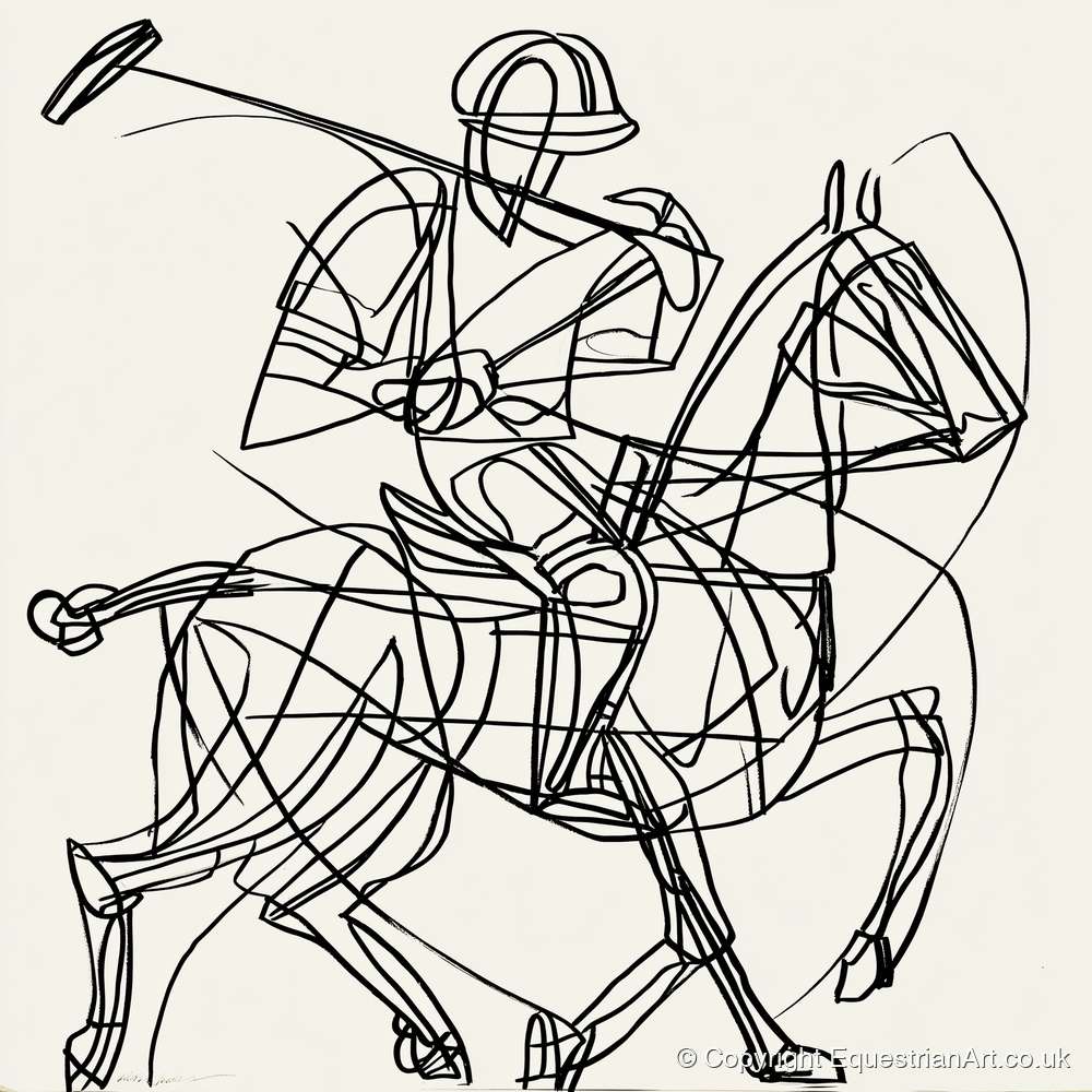 Linear Polo Strike - polo horse art print and canvas by Conrad Gallagher A.I