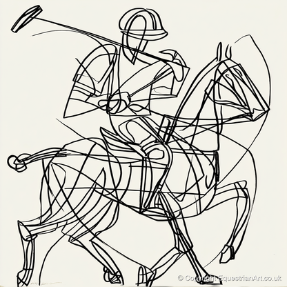 Linear Polo Strike - polo horse art print and canvas by Conrad Gallagher A.I