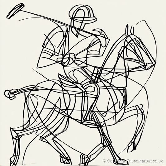 Linear Polo Strike - polo horse art print and canvas by Conrad Gallagher A.I