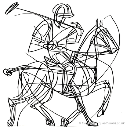 Linear Polo Strike - polo horse art print and canvas by Conrad Gallagher A.I