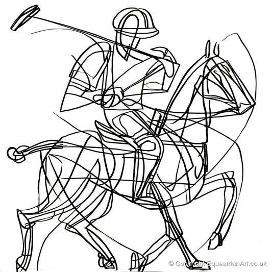 Linear Polo Strike - polo horse art print and canvas by Conrad Gallagher A.I