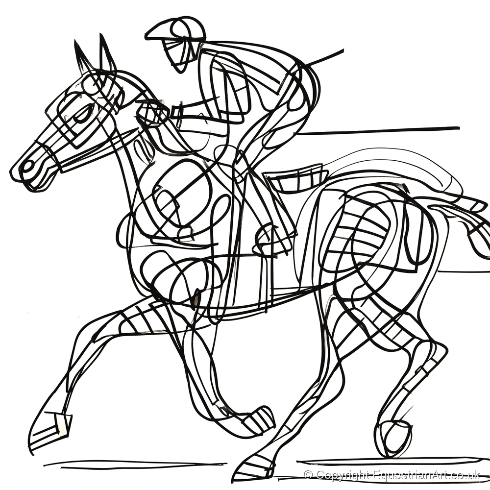 Linear Racing Form - racing horse art print and canvas by Conrad Gallagher A.I
